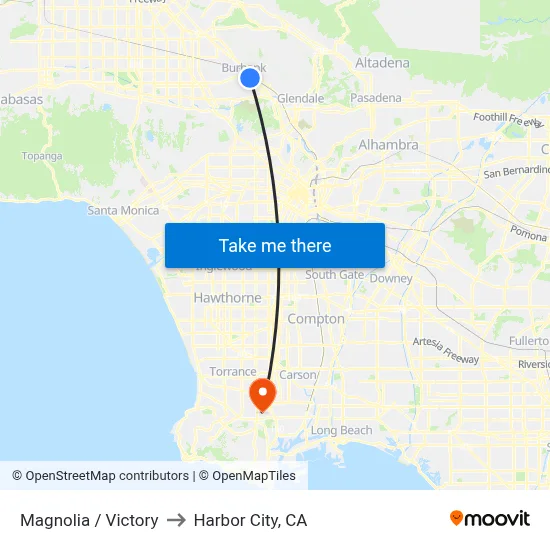 Magnolia / Victory to Harbor City, CA map
