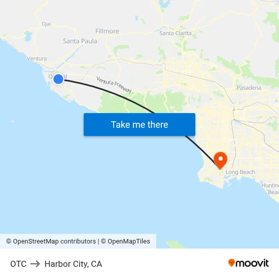 OTC to Harbor City, CA map
