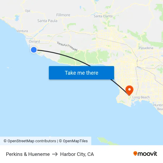 Perkins & Hueneme to Harbor City, CA map