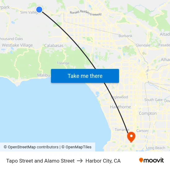 Tapo Street and Alamo Street to Harbor City, CA map