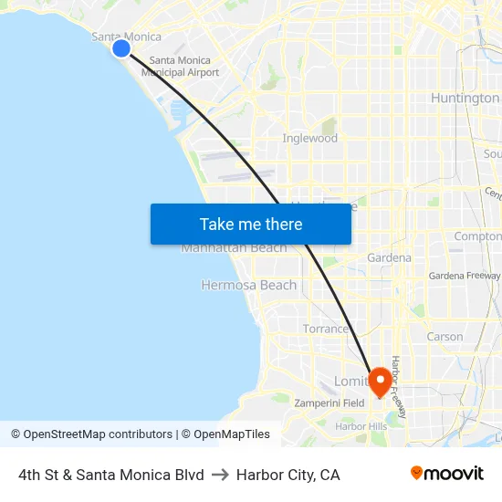 4th St & Santa Monica Blvd to Harbor City, CA map