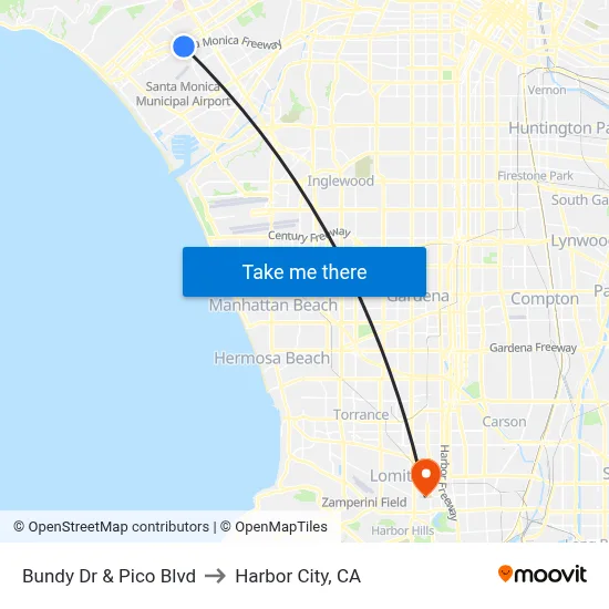 Bundy Dr & Pico Blvd to Harbor City, CA map