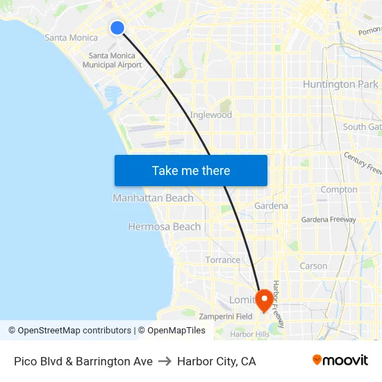 Pico Blvd & Barrington Ave to Harbor City, CA map