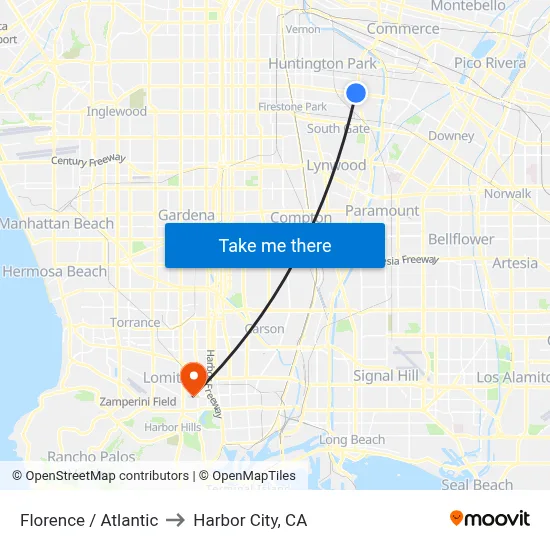 Florence / Atlantic to Harbor City, CA map