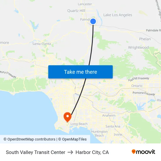 South Valley Transit Center to Harbor City, CA map