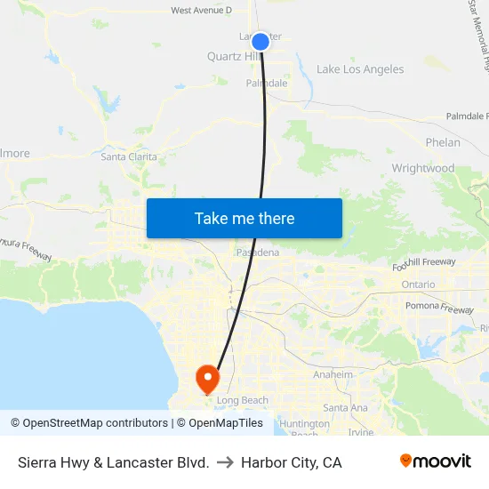 Sierra Hwy & Lancaster Blvd. to Harbor City, CA map