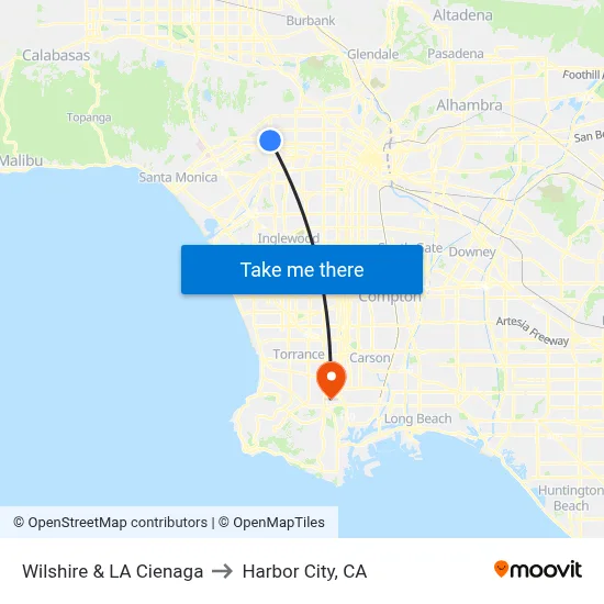 Wilshire & LA Cienaga to Harbor City, CA map