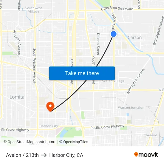 Avalon / 213th to Harbor City, CA map