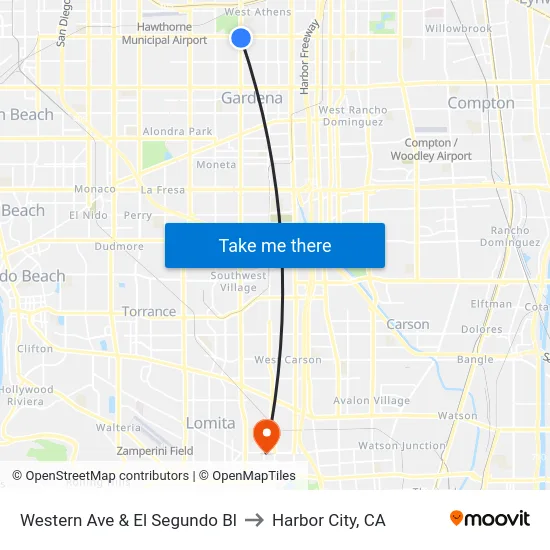 Western Ave & El Segundo Bl to Harbor City, CA map