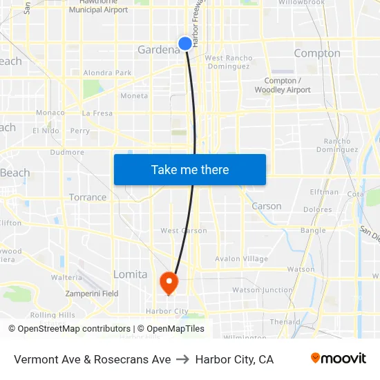 Vermont Ave & Rosecrans Ave to Harbor City, CA map