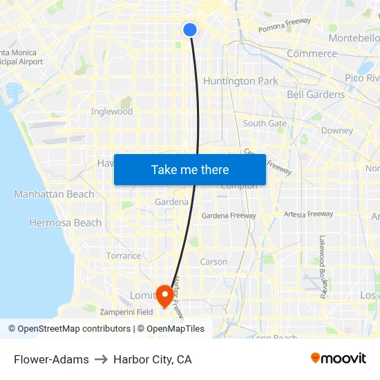Flower-Adams to Harbor City, CA map
