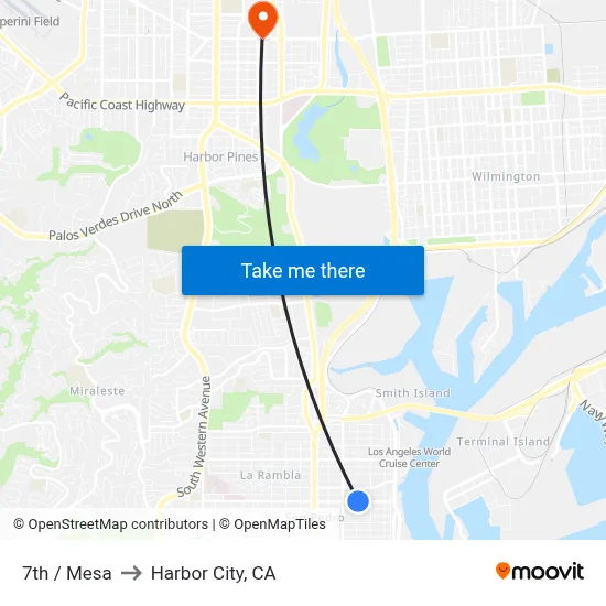 7th / Mesa to Harbor City, CA map