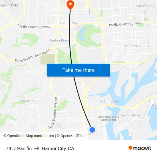 7th / Pacific to Harbor City, CA map