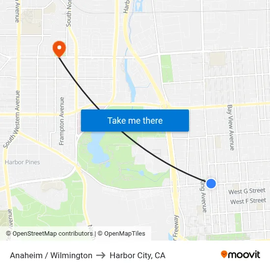 Anaheim / Wilmington to Harbor City, CA map