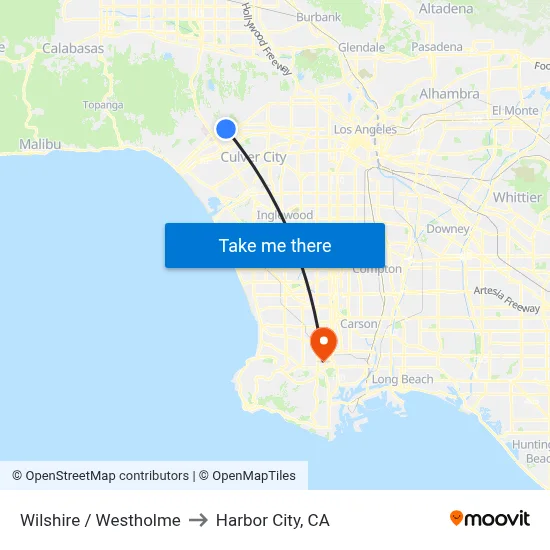 Wilshire / Westholme to Harbor City, CA map