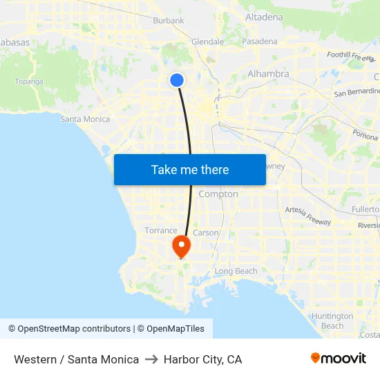 Western / Santa Monica to Harbor City, CA map
