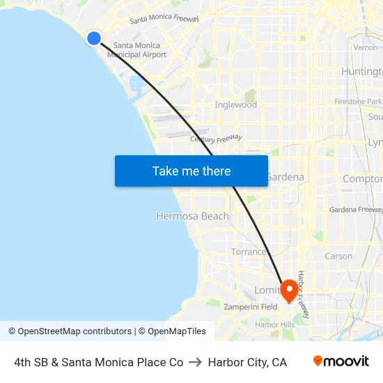 4th SB & Santa Monica Place Co to Harbor City, CA map