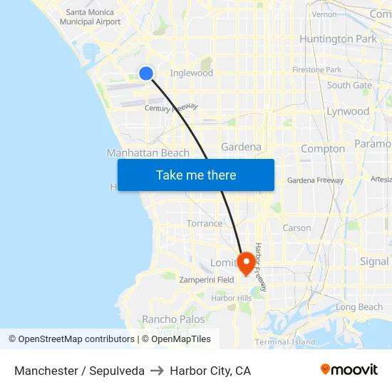 Manchester / Sepulveda to Harbor City, CA map