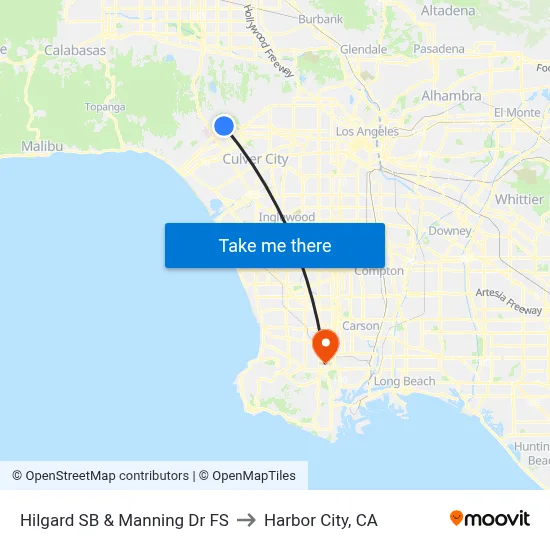 Hilgard SB & Manning Dr FS to Harbor City, CA map