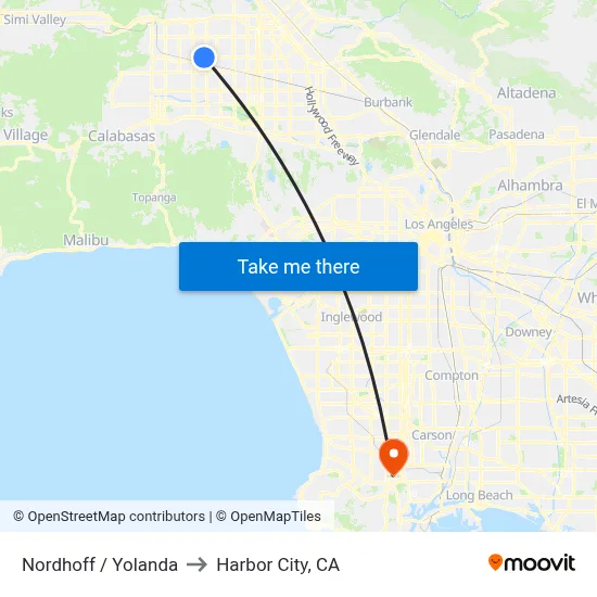 Nordhoff / Yolanda to Harbor City, CA map