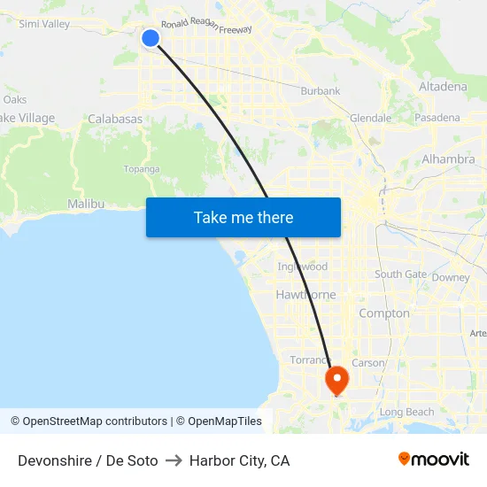 Devonshire / De Soto to Harbor City, CA map