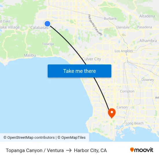 Topanga Canyon / Ventura to Harbor City, CA map