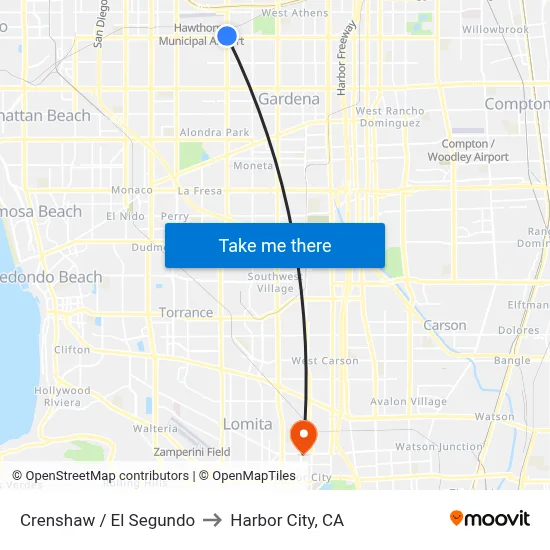 Crenshaw / El Segundo to Harbor City, CA map