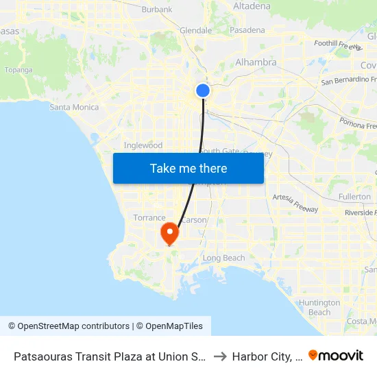 Patsaouras Transit Plaza at Union Station to Harbor City, CA map