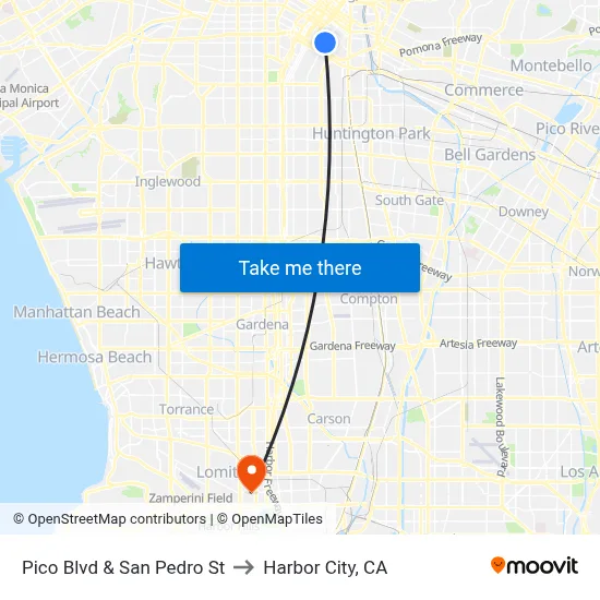 Pico Blvd & San Pedro St to Harbor City, CA map