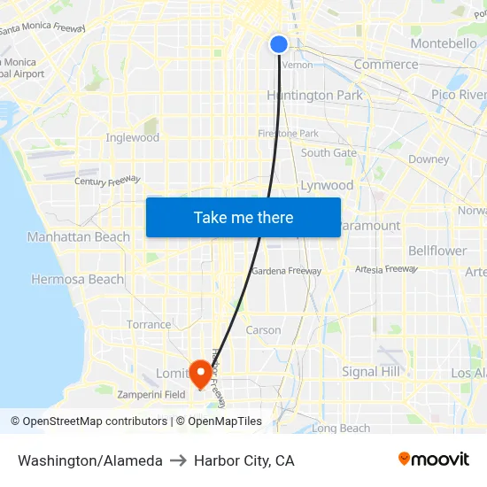Washington/Alameda to Harbor City, CA map