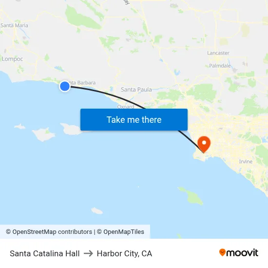Santa Catalina Hall to Harbor City, CA map