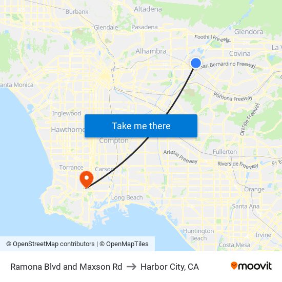 Ramona Blvd and Maxson Rd to Harbor City, CA map