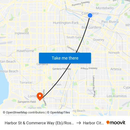 Harbor St & Commerce Way (Eb)/Rosewood Park to Harbor City, CA map