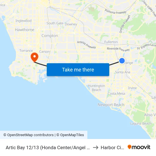 Artic Bay 12/13 (Honda Center/Angel Stadium Stop) to Harbor City, CA map