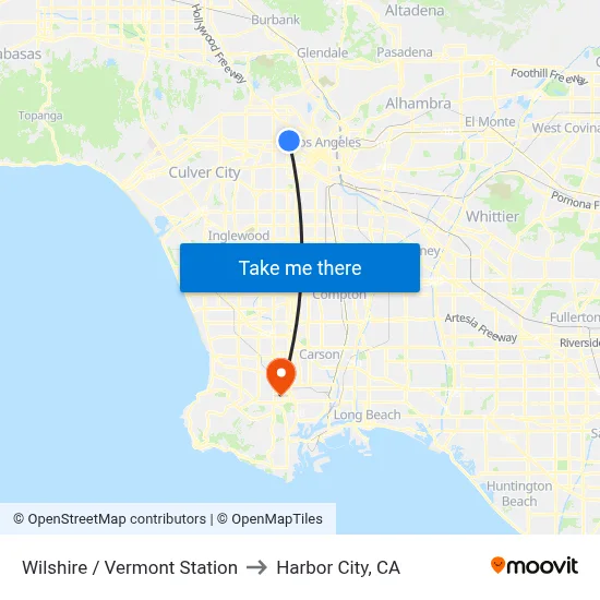 Wilshire / Vermont Station to Harbor City, CA map