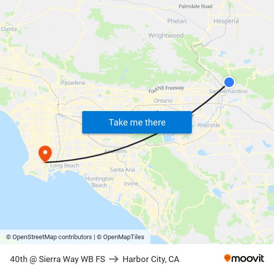 40th @ Sierra Way WB FS to Harbor City, CA map
