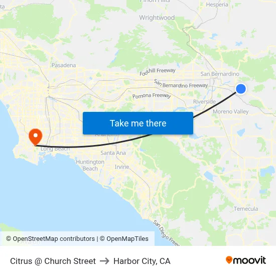 Citrus @ Church Street to Harbor City, CA map