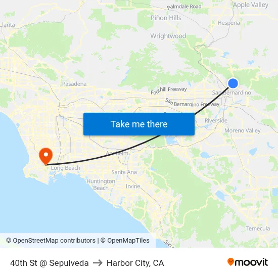 40th St @ Sepulveda to Harbor City, CA map