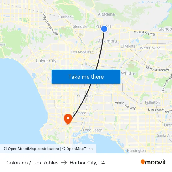 Colorado / Los Robles to Harbor City, CA map