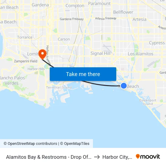 Alamitos Bay & Restrooms - Drop Off Only to Harbor City, CA map