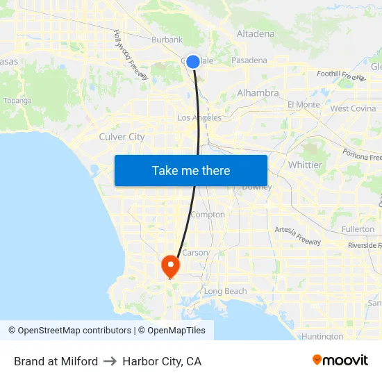 Brand at Milford to Harbor City, CA map