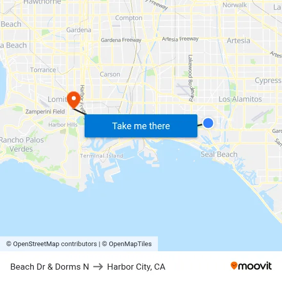 Beach Dr & Dorms N to Harbor City, CA map