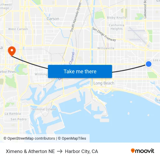 Ximeno & Atherton NE to Harbor City, CA map