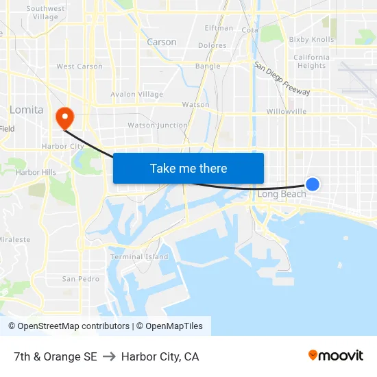 7th & Orange SE to Harbor City, CA map