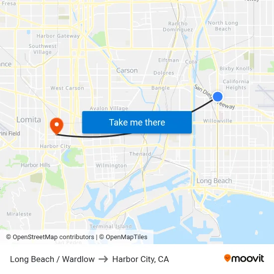 Long Beach / Wardlow to Harbor City, CA map