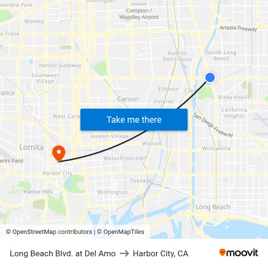 Long Beach Blvd. at Del Amo to Harbor City, CA map