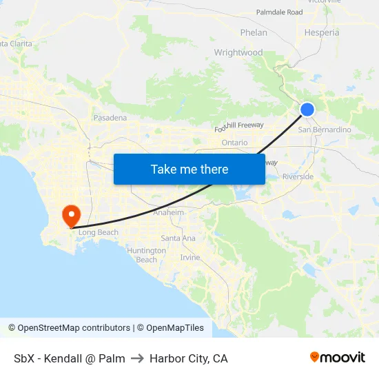 SbX - Kendall @ Palm to Harbor City, CA map