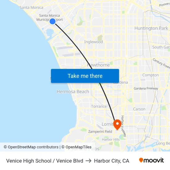 Venice High School / Venice Blvd to Harbor City, CA map