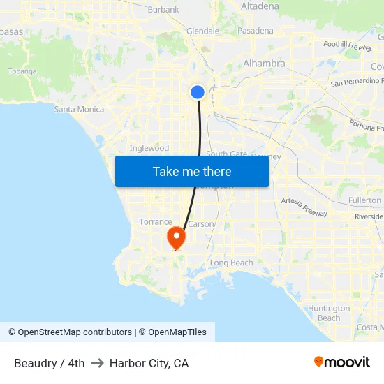 Beaudry / 4th to Harbor City, CA map