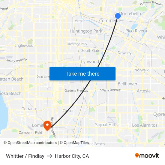 Whittier / Findlay to Harbor City, CA map
